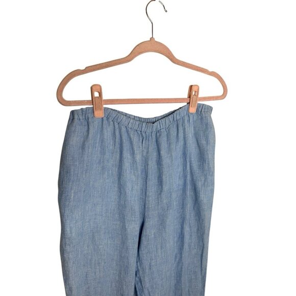 Marsh Landing Womens 100% Linen Pants Blue Size Petite Large Pull On Pockets - Picture 5 of 8